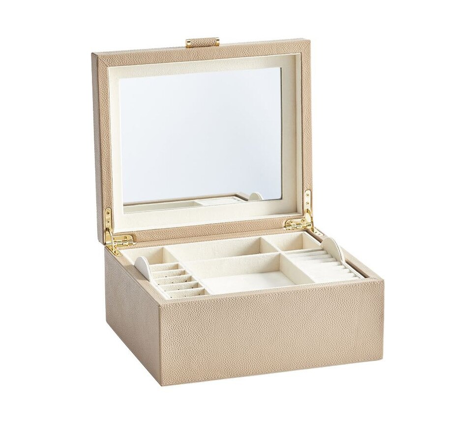 Quinn Medium Leather Jewelry Box, Foil Debossed Pottery Barn Australia